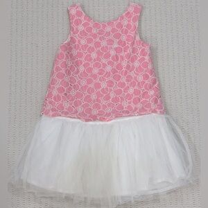 Janie & Jack Pink Floral Lace Dress with White Tulle Skirt